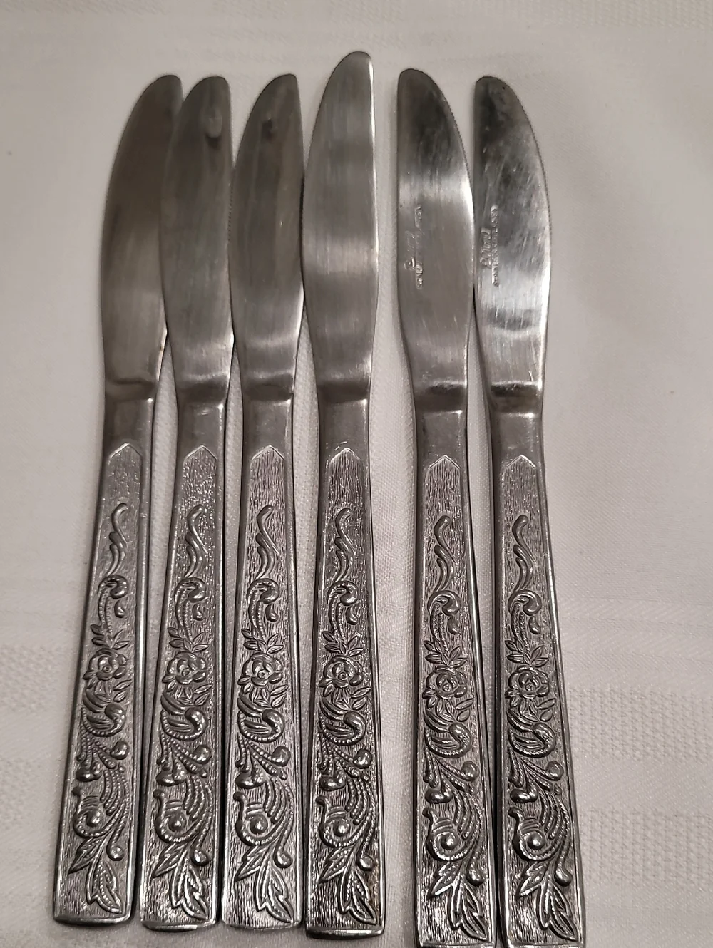 MCM Flatware Spoons Forks Knives Stainless Steel Signed Plume Korea